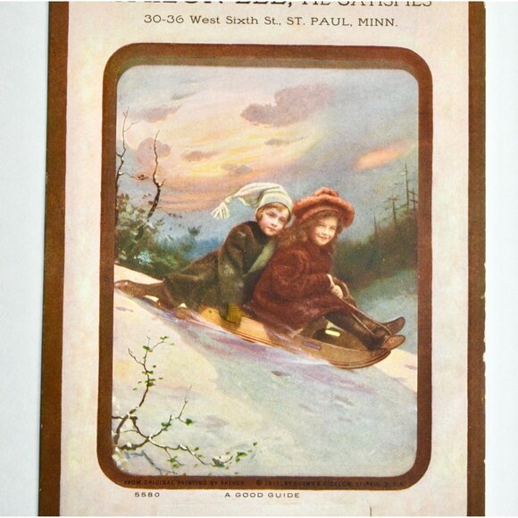 1912 Advertising Calendar January Tailor Lee St Paul Minnesota Winter Scene - Picture 3 of 5